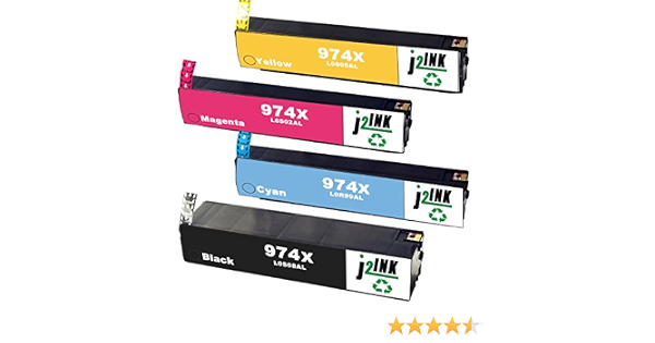 Amazon.com: J2INK 4 Pack High Yield Ink Cartridge Replacement for 974X  PageWide Ink Cartridge Black Cyan Magenta Yellow L0S08AL L0R99AL L0S02AL  L0S05AL : Office Products