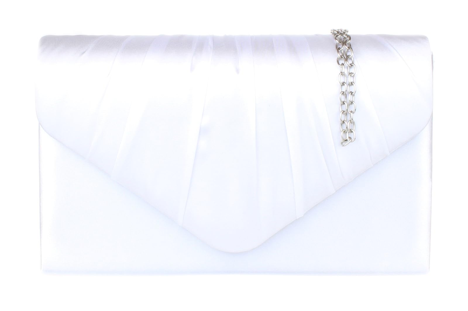 Girly Handbags Womens Satin Pleated Clutch Bag White