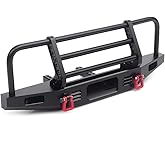 INJORA Adjustable Metal Front Bumper for 1/10 RC Crawler Traxxas TRX4 Defender Axial SCX10 SCX10 II 90046 90047 (Black)