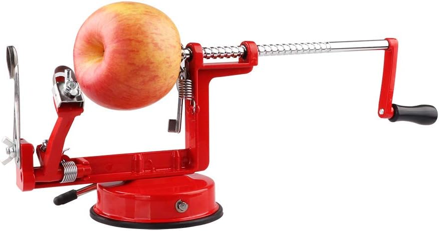 Apple Peeler, Stainless Steel Apple Corer Slicer Peeler, Durable Heavy Duty Die Cast Magnesium Alloy Apple Peeler Slicer Corer with Suction Base, Red: Kitchen & Dining