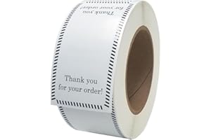 THERMAL ID TECH Tamper Evident Food Safety Labels, Thank You for Your Order, Black and White, Roll of 500