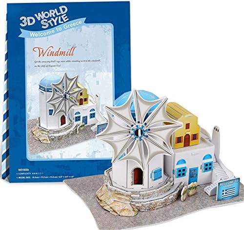 Lelifang 3D stereoscopic new listing world style hut building assembly model children 's toys W3165 Greece - windmills