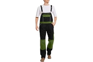 WORK IDEA Men's Bib Overalls Cotton Work Overall with Knee Pad Pockets