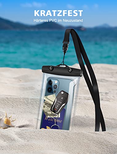 Mohard wasserdichte Handyhülle, Unterwasser IPX8 Wasserfeste Handytasche mit Umhängeband für Schwimmen & Tauchen, Waterproof Phone Case Kompatibel mit iPhone 15/14/13/12, Galaxy bis zu 7\