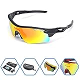 SPOSUNE Polarized Sports Sunglasses OTG Glasses with 5 Set Interchangeable Lenses for Men Women PC Unbreakable Frame for Cycling Running Fishing Golf Baseball Glasses