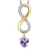 Gem Stone King 925 Silver and 10K Yellow Gold Blue Tanzanite and Lab Grown Diamond Pendant Necklace for Women | 1.08 Cttw | Gemstone December Birthstone | Heart Shape 5MM | With 18 Inch Silver Chain