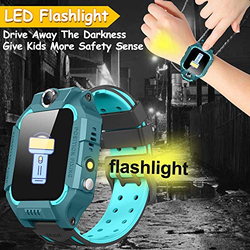 Waterproof-Kids-Smart-Watch-GPS-Tracker-Smartwatch-Phone-for-Boys-Girls-Smart-Watch-with-SOS-Two-Way-Call-Games-Touch-Screen-Digital-Wrist-Watch-Holiday-Toys-Birthday-Gifts-Green
