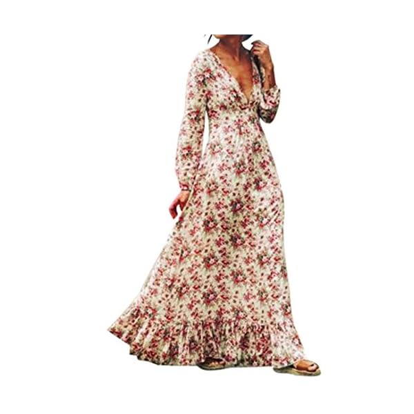 Feite-Fashion-Women-Retro-Print-Floral-V-Neck-Long-Sleeve-Evening-Party-Dress