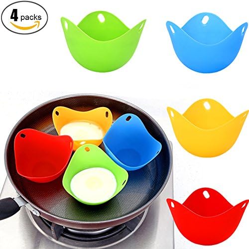 WUZJ 4packs Silicone Egg Cooker Non-stick Egg Boiler Colorful Premium Egg Poacher Cups，BPA Free Egg Mold