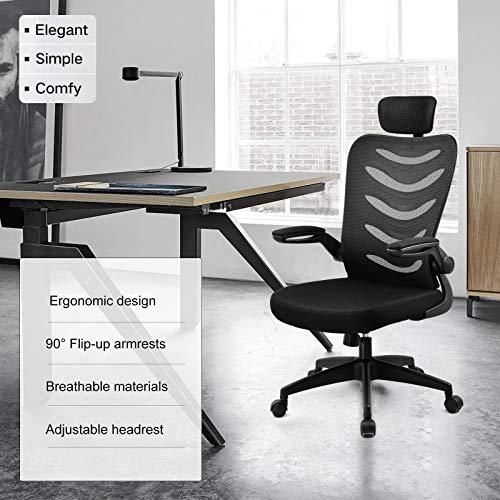 Ergonomic Office Desk Computer Chair Mesh Computer Chair with Flip Up