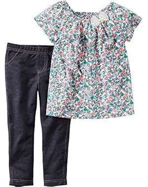 Carters Baby Clothing Outfit Girls 2-Piece Top & Jegging Set Pink Floral