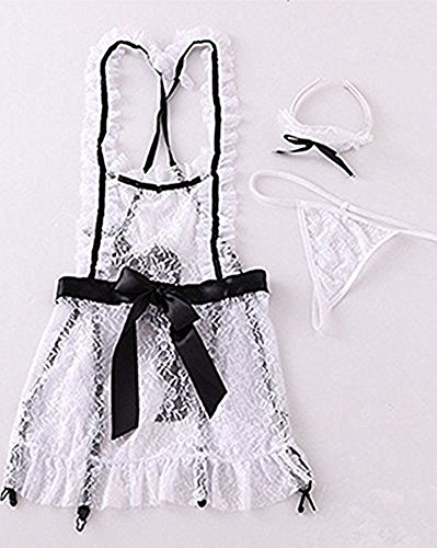M_Eshop Sexy Maid Lingerie Nurse Outfits Lovers Schoolgirls Cosplay Erotic Bedroom Costume Teddy Set (Maid) - Thumbnail 4