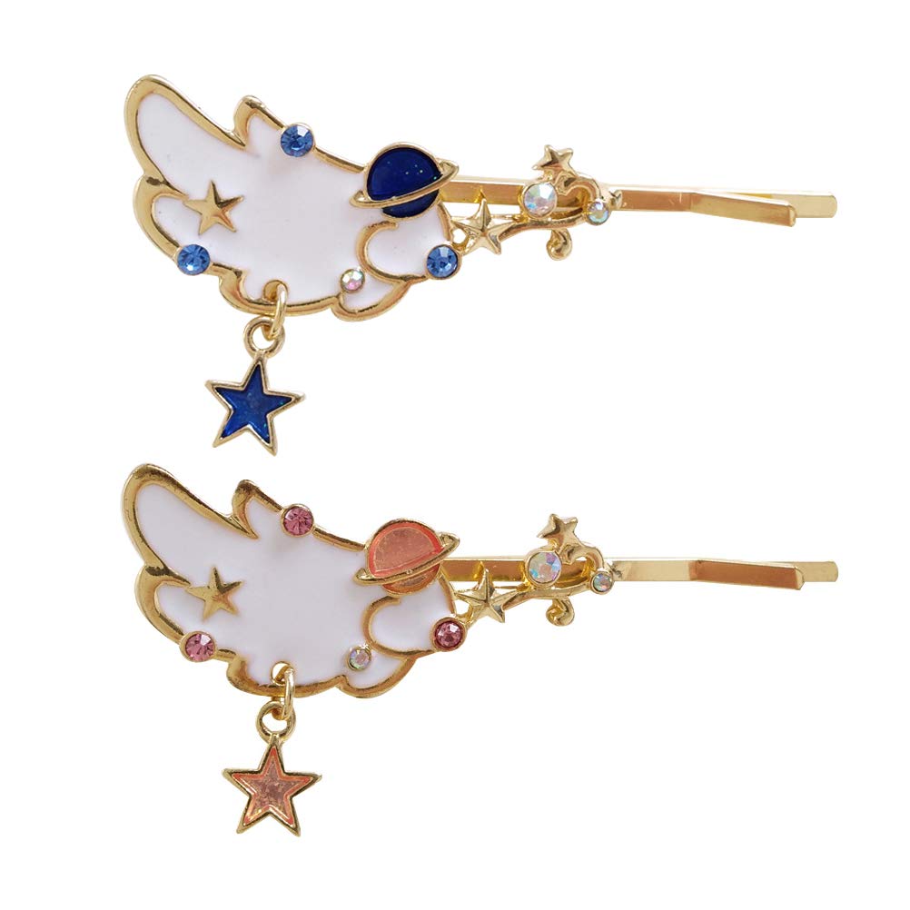 Beaupretty 2Pcs Wing Design Hair Clips Planet Decorated Hairpins Creative Bang Clips Hair Accessories