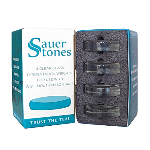 Sauer Stones - Large Glass Fermentation Weights for Mason Jar Fermentation, Preservation and Pickling - Fits ANY WIDE MOUTH MASON JAR - 8 Pack