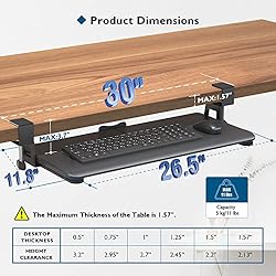 BONTEC Keyboard Tray Under Desk, Pull Out Keyboard