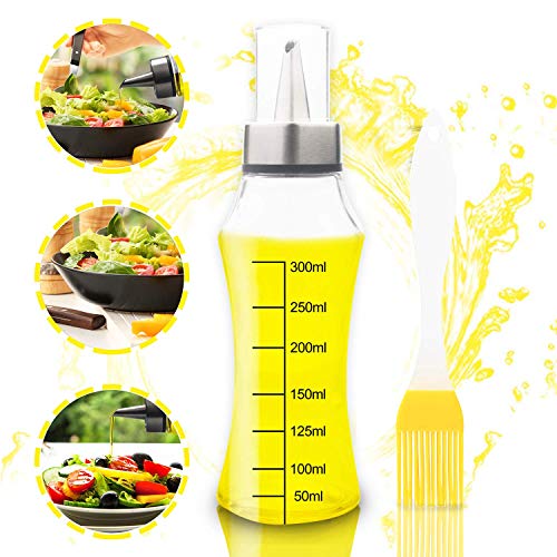 Blasoul Olive Oil Dispenser Bottle with Stainless Steel Easy Pour Spout,14 Ounce Olive Oil Bottles and Vinegar Cruet for Kitchen,Cooking Oil Cruet with Degree Scale