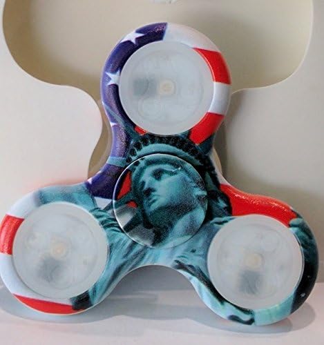 Dollar One Camouflage LED Light Fidget Hand Spinner - High Speed Tri-Spinner Single Finger Decompression EDC Focus for Adult and Children Relieving Stress (Statue of Liberty Color)