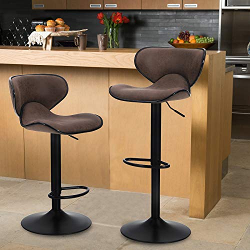 MAISON ARTS Swivel Adjustable Bar Stools Set of 2 Counter Height