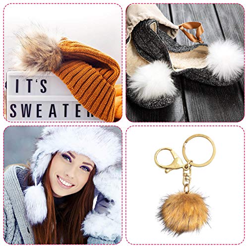image for Anezus 18 Pieces Faux Fox Fur Pom Pom Ball with Press Button and Sewin