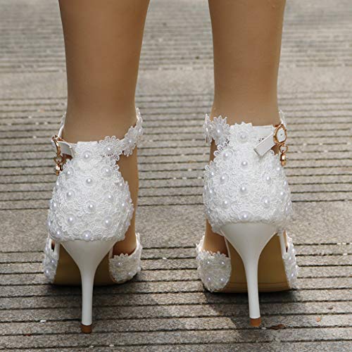 lkoezi Women Rhinestone High Heels, Lady Sexy Wedding Pointed Toe Thin Sandals Shoes Ankle Straps Sandals
