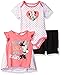 Disney Baby Girls' Minnie Mouse 3-Pack Top, Bodysuit and Short Set, Camellia Rose, 6/9