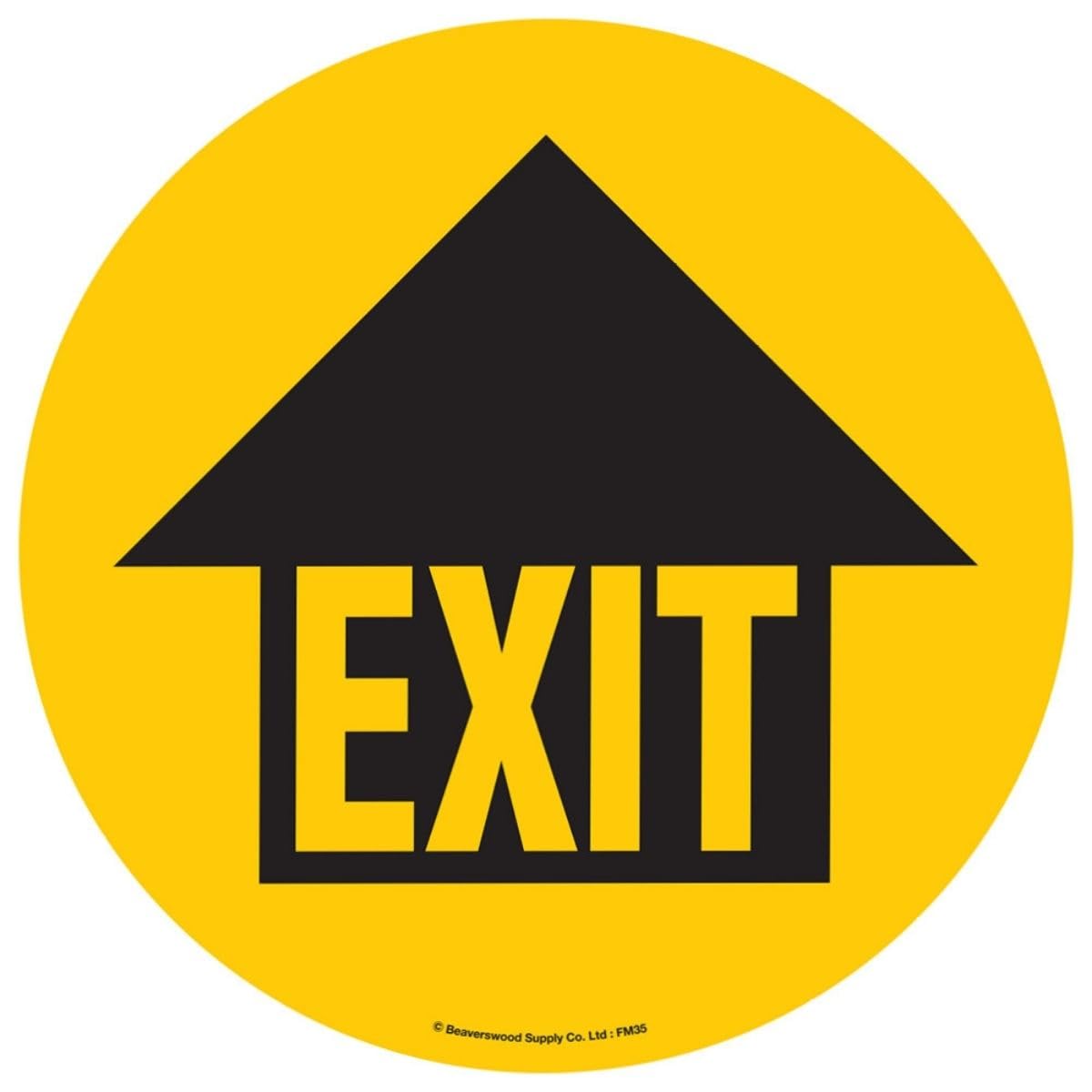 Floor Graphic Markers , Floor Stickers, Floor Adhesive Sign, Warning Stickers, Safety Sign - 430mm dia. - Exit with Arrow