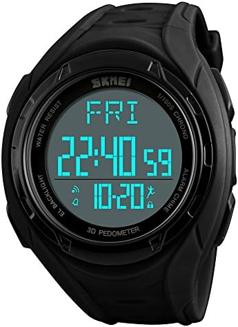 Men Digital Watch Sports Pedometer Watch Waterproof Military Wrist Watch Fitness Tracker Chronograph/Memory/Calorie Tracker