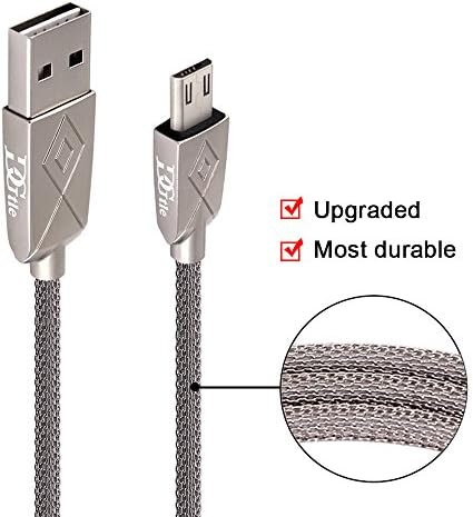 Micro USB Cable, DGtle 3.3Ft [3 Pack] [Upgraded Metal Braided] Android Cable USB 2.0 A To Micro B Sync Charging Cable for Samsung Galaxy S7 S6, Motorola, Sony, HTC And More (Silver)