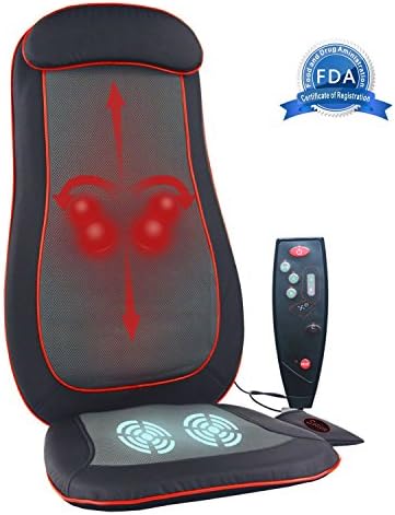 SOTION Shiatsu Full Back Seat Massager Pad with Heat, Deep Soothing Kneading Back Massage Cushion, Rolling and Vibrating for Office Chair or Car