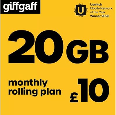 Giffgaff SIM Card Multi Size Standard Micro Nano 5 Credit Top-Up Pay As You Go