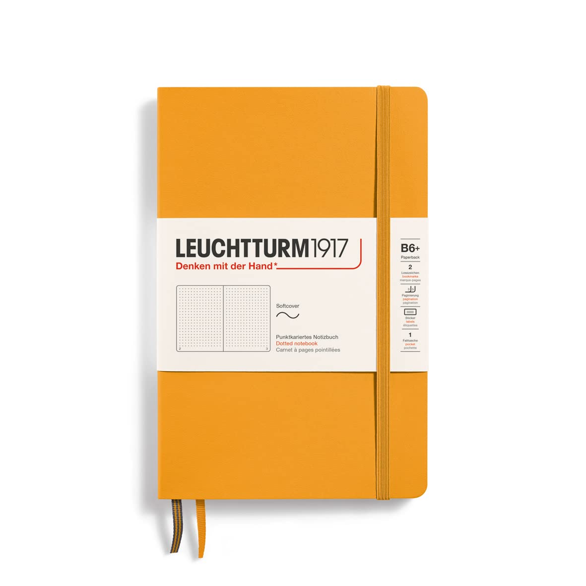 LEUCHTTURM1917 365640 Notebook Paperback (B6+), Softcover, 123 Numbered Pages, Rising Sun, Dotted