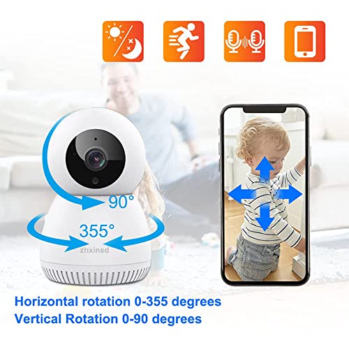 Security Camera 2K, ZHXINSD 3MP Baby Monitor Camera, WiFi Security Camera for Home with Full-Color Night Vision, 2-Way Audio, Phone App, Motion Tracking, Sound Detection and Pet Camera for Dog and Cat