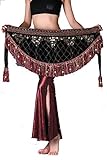 ZLTdream Women's Tribal Belly Dance Hip Scarf with tassel & copper