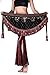 ZLTdream Women's Tribal Belly Dance Hip Scarf with tassel & copper Dark Red
