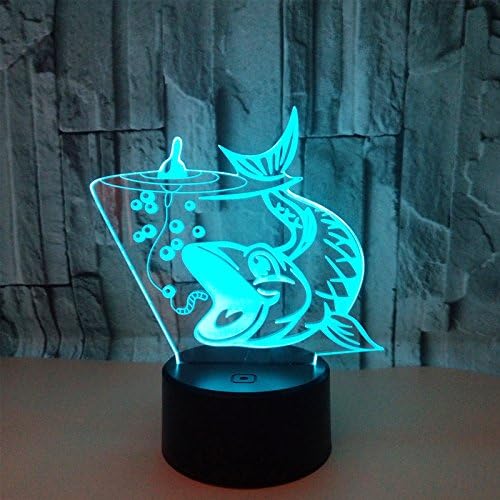 Tissen 3D Fishing Fish Night Light 7 Colors Mood Light Touch Switch USB Table Desk LED Light Present Kids Home Party Birthday Gift