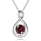FANCIME Birthstone Necklaces for Women Fine Jewelry Sterling Silver Dainty Infinity Pendant Anniversary Birthday Valentines Day Gifts for Her Wife Mom Lady Daughter, Chain 16"+2" Extend