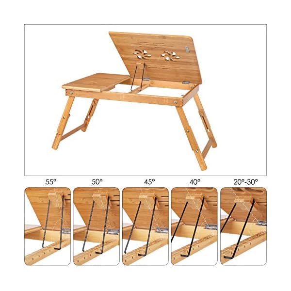 Homfa-Bamboo-Laptop-Table-Adjustable-Folding-Radiating-Table-5-Level-Bed-Tray-with-Drawer Homfa Bamboo Laptop Table Adjustable Folding Radiating Table 5 Level Bed Tray with Drawer