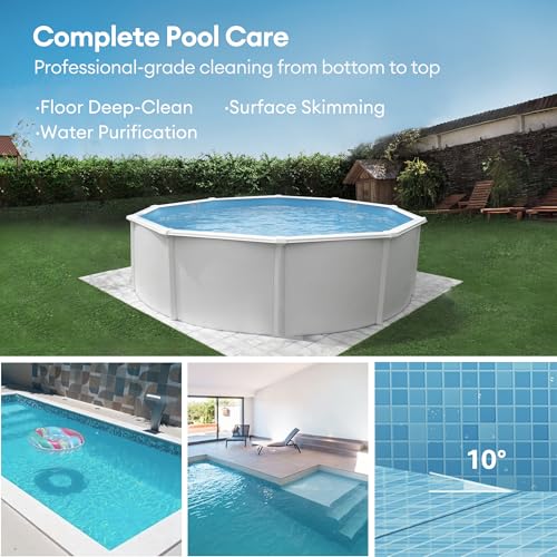 Pooleco Robotic Pool Cleaner, Pool Vacuum for Above & In-Ground Pool, Dual-Motor Suction, 90Mins Runtime Automatic Self-Parking, 2.5h Fast Charging, Up to 850 Sq.ft, Pooleco S110