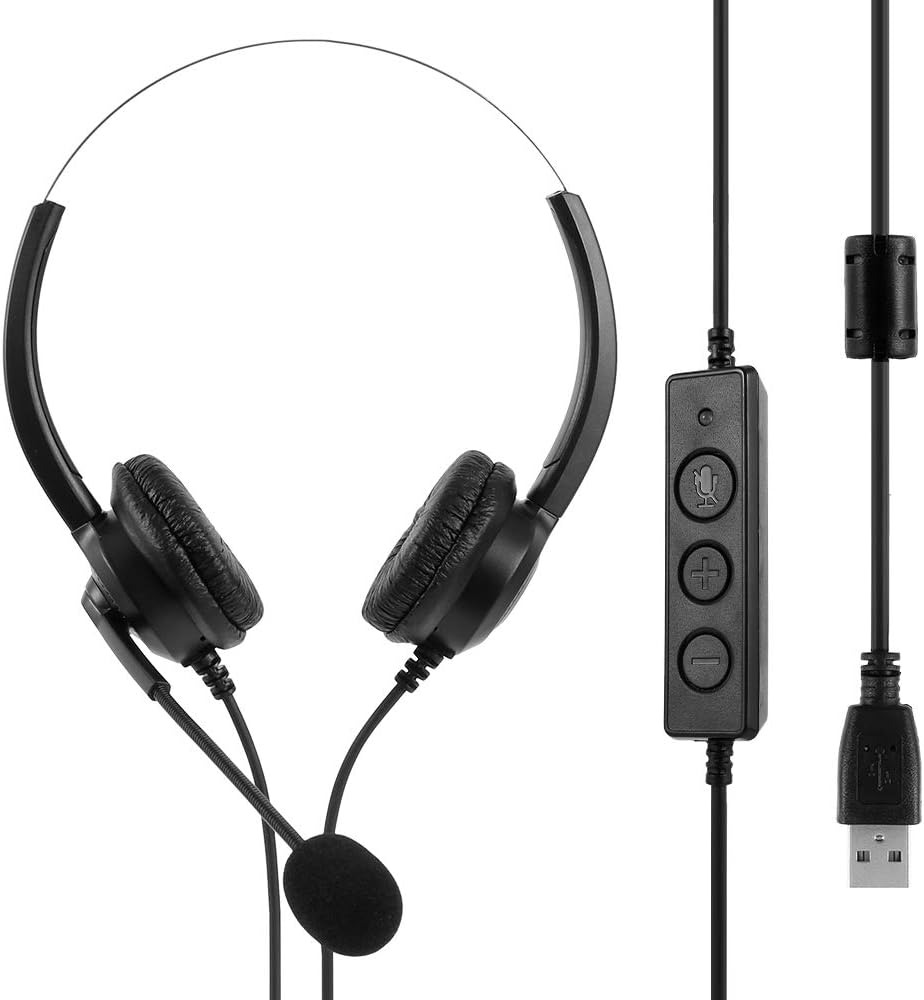 Hands DIY USB Headset with Microphone Noise Canceling 2.5m Length Stereo PC Headset for Laptop Computer Multi-Use USB Headsets Earphone for Call Center Skype Webinar Office Business