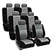 FH GROUP FH-FB060128 Three Row Trendy Elegance Car Seat Covers w. 8 Headrests, Airbag compatible and Split Bench,Gray / Black color- Fit Most Car, Truck, Suv, or Van