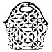 MangGou White & Black Geometric Pattern Waterproof Lunch Bags for Women fashion Reusable Insulated Lunch Boxes for School Work Office Picnic Travel Neoprene Lunch Tote with Side Pocket Zipper Closure