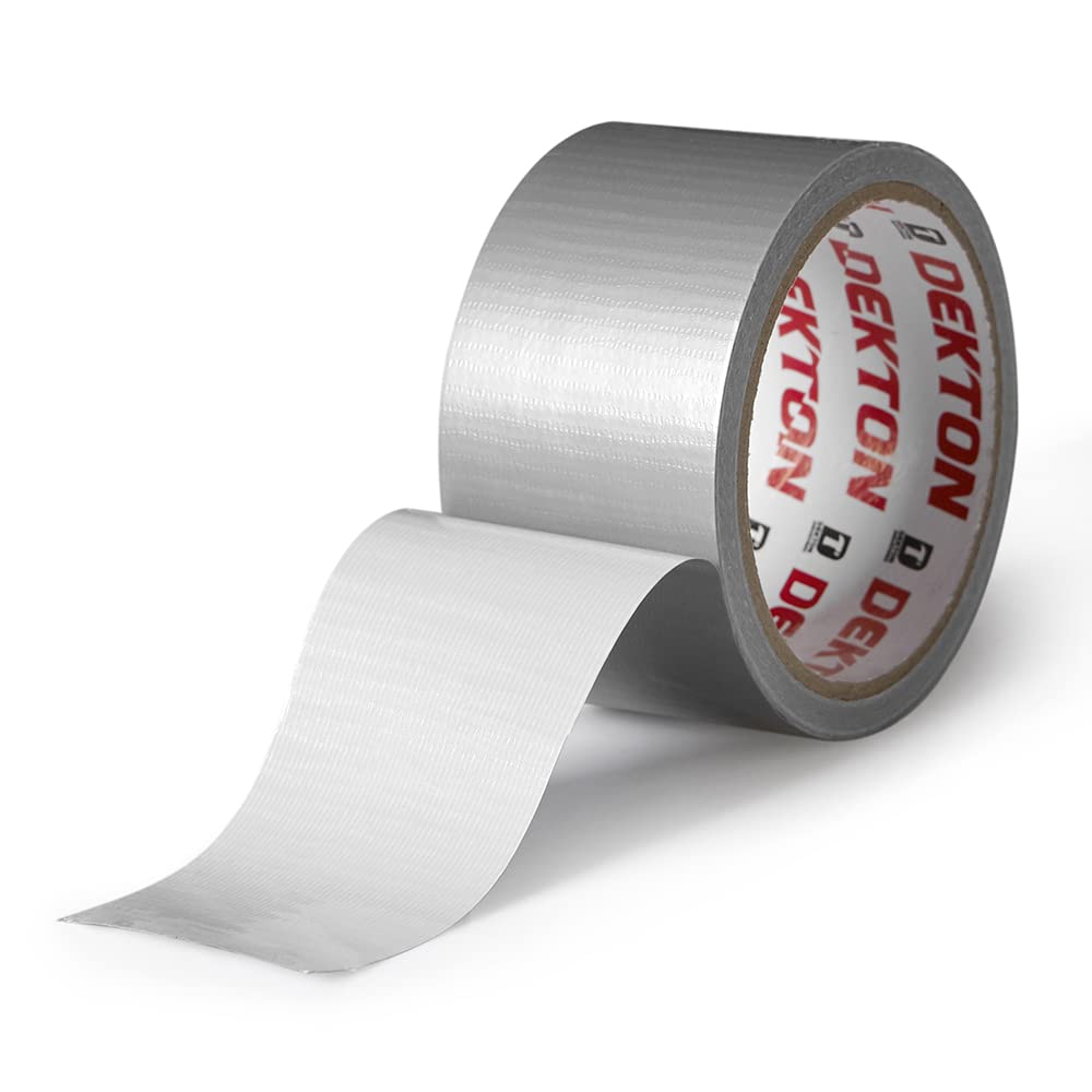 DEKTON 50MM X10M Silver Cloth Duct Tape | Up to 600V Protection | Self-Fusing Adhesive PVC Tape | Water Resistant for Durability | Works in -0 to 8°C Temperatures | Strong, Reliable, and Long-Lasting