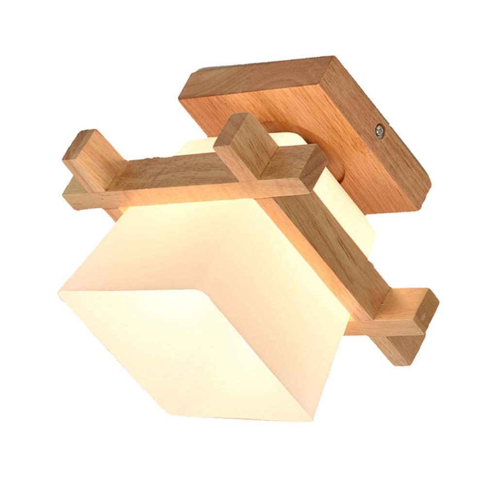 Photo 1 of Flush Mount LED Ceiling Chandelier Wooden Ceiling Lamp Japanese Style for Bedroom Kitchen Living Room Hallway Hotel (Single Lamp Head, Without Bulb)