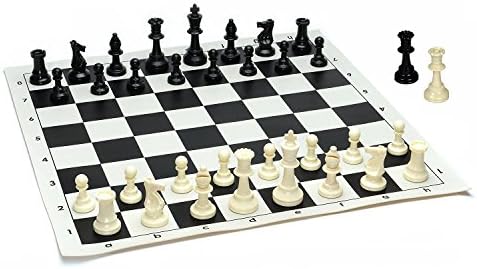 Kimaro Best Value Tournament Chess Set - Plastic Filled Chess Pieces and Back Roll-up Vinyl Chess Board