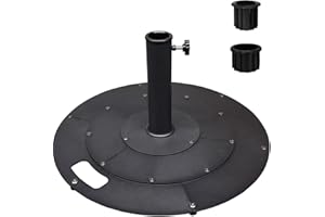 Koutemie 21 Inches Heavy Duty Metal Outdoor Patio Umbrella Base Stand Holder for 1-¼" or 1-½" Umbrella Poles, Black