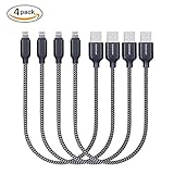 Short Lightning Cable, 4 Pack 1ft Nylon Braided Lightning to USB Charging Cable and Data Sync iPhone Charger for iPhone X/8/8 Plus/7/7 Plus/6S/6S Plus/SE/ 5S/5,iPad