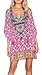 Women Bohemian Neck Tie Floral Print Ethnic Style Shift Dress (Large, Pattern 15)