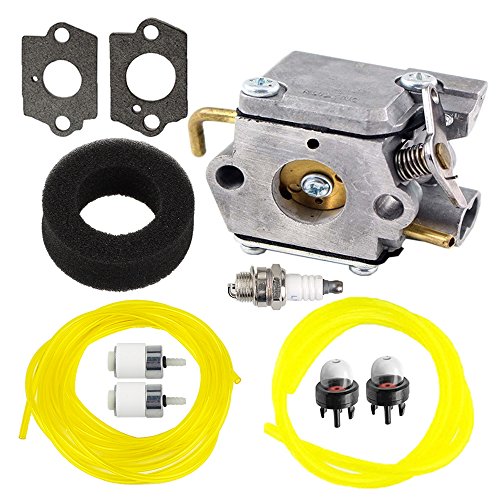 Savior WT-827 TB70SS Carburetor with Gasket Fuel Line Filter for Bolens BL100 Carburetor BL150 BL250 BL410 Yard Man Yard Machines YM70SS 2800m Y28 Y725 YM1000 YM1500 YM320BV YM400 120R 121R