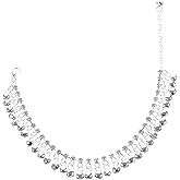 WRITWAA Vintage Bell Tassel Anklet Adjustable Silver Alloy Foot Chain for Women Summer Beach Casual Ethnic Style Jewelry