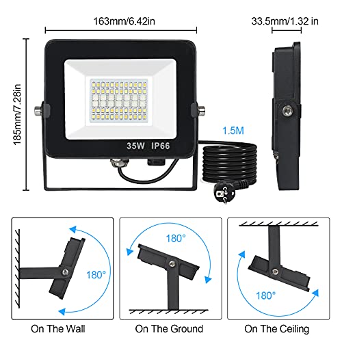 Totofac 35W RGB LED Flood Lights, 100W Equivalent Outdoor, Color Changing Smart Floodlights, IP66 Waterproof, Timing & Music Sync & 2700K & 16 Million Colors for Stage Garden Party Halloween